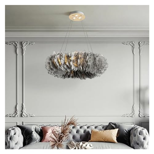 Lámpara Colgante de Lujo con LED de Plumas