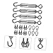 Alipis 1Set Stainless Steel Wire Rope Hangers Complete Outdoor Install Hooks for String Lights Heavy Duty Cable Tightener Tools Hanging Kit for Reliable Support