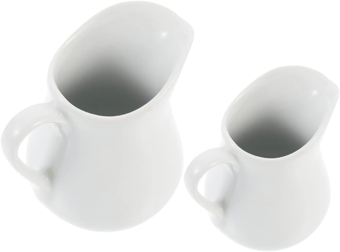 2pcs Milk Jug Latte Art Pitcher Ceramic Creamer Pitcher Syrup Jug Milk Pot Honey Dispenser Multi-use Barware