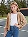 CharmWM Girls Fashion Zip Up Hoodies Kids Cute Crop Sweatshirts Teen Trendy Preppy Jackets Clothes Light Khaki