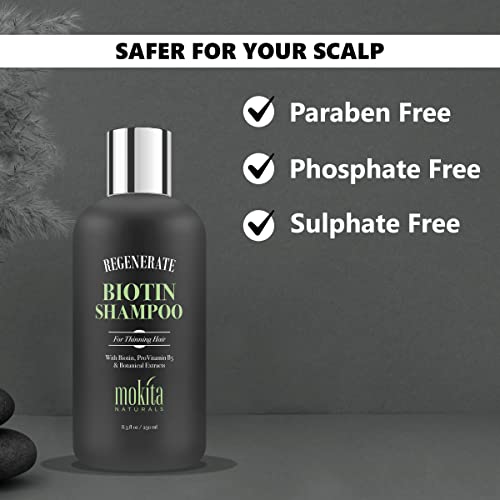 Mokita Naturals Hair Thickening Shampoo & Biotin Shampoo For Hair Volumizing Shampoo For Thinning Hair And Fine Hair, Regrowth Thickening Products For Men Women, Sulfate Free & Vegan Friendly Mens Shampoo 8.5 Ounces #TOP4