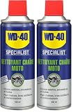 WD 40 Specialist Moto • Nettoyant Chaîne • Aérosol • Sèche rapidement • Ne laisse pas de résidus • Aide à réduire l'usure • 400 ML (Lot de 2)