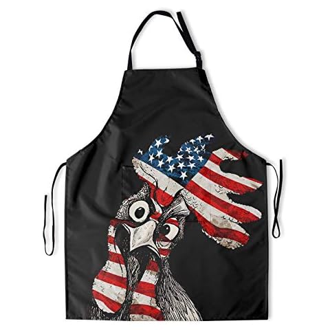 DZGlobal Fashion Apron Funny Chicken Illustration Print Kitchen Chef's Aprons with Adjustable Straps, Cross Back for Home, Artist, Crafting, Restaurant Cover