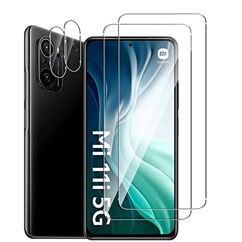 Dision [2 Piezas] Protector de Pantalla Compatible con Xiaomi Mi 11 I/Redmi K40 +[2 Piezas] Protector de Lente de Cámara[Instalación Fácil,Tecnología de Defensa Múltiple] Vidrio Templado