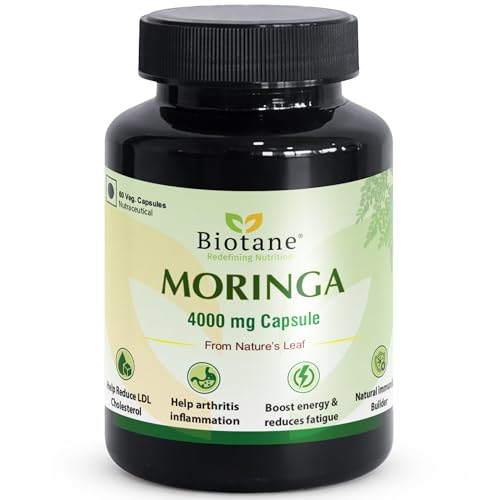 Image of Biotane Moringa 4000mg Capsules | Only 1 Capsule a Day | Natural Multi-Vitamin Supplement | Manufactured in technical collaboration with Vitane Pharma, USA I Pack of 60 Veg Capsules
