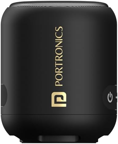 Portronics SoundDrum 1 12W TWS Portable Bluetooth Speaker with Powerful Bass, Bluetooth 5.3V, 360° Surround Sound, USB Drive in, Type C Fast Charging(Black)