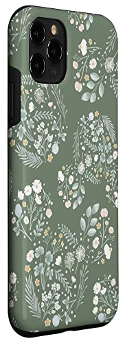 Coque iPhone 11 Pro Mickey Mouse Disney fleurs vert poudré