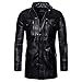 Produktbild Legogo Herren Stehkragen Reißverschluss Mode Leder Jacke Mantel(XL,Schwarz)