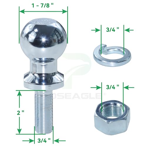 Image of [Upgraded Universal Heavy Duty Zero Turn Mower Trailer Hitch | Include Chrome Trailer Hitch Ball, 2,000 lbs, 1-7 /8-Inch Diameter, 3 /4 x 2-Inch Shank and L Socket Wrench
