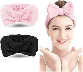 Spa Headband  3 Pack Bowknot Hair Bands Makeup Head band Women Coral Fleece Elastic Headband Washing Face Hair Wrap For Facial Cosmetic Shower Yoga Sports