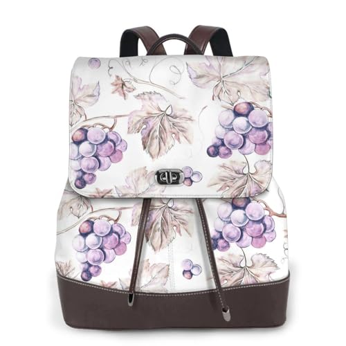 Sac à dos en cuir pour femme à motif feuilles de vigne pour la ville