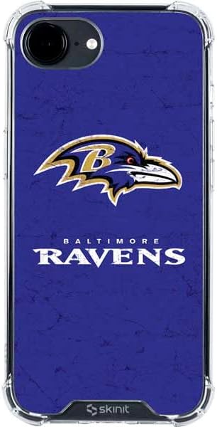 Skinit Clear Phone Case Compatible with iPhone 16e - Officially Licensed NFL Baltimore Ravens Distressed Design