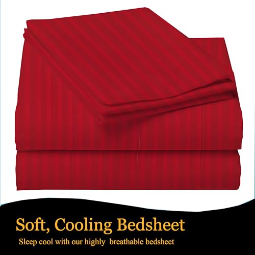 Image of 220 Cotton Feel Glace Cotton Double Bedsheet with 2 Pillow Cover (90x90 inch) Maroon