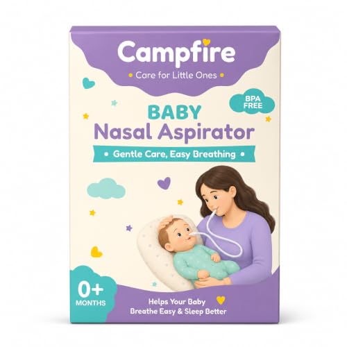 Image of Campfire Baby Nasal Aspirator for Newborn & Infants | BPA-Free Manual Nose Cleaner | Gentle Silicone Nasal Suction Device | Hygienic Mucus Remover | Reusable Easy-to-Clean Baby Nose Cleaner | 0+ Months