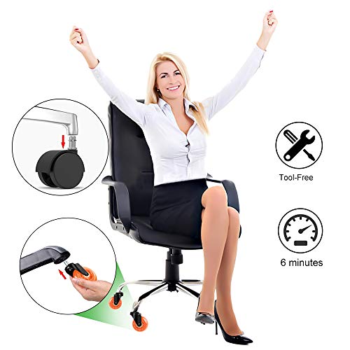8T8 Office Chair Caster Wheels 2.5'', Swivel Caster Wheels Heavy Duty With Plug-In Stem,Quiet & Smooth Rolling, No Chair Mat Needed, Safe For Hardwood Carpet Tile Floors,Set Of 5 (2.5Inch, Orange) #TOP3