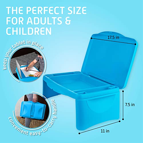 Folding Lap Desk, Laptop Desk, Breakfast Table, Bed Table, Serving Tray - The Lapdesk Contains Extra Storage Space And Dividers & Folds Very Easy, Great For Kids, Adults, Boys, Girls, (Blue) #TOP1
