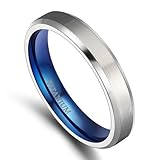 Wycian Alianzas de boda para hombre, titanio, anillos de compromiso de titanio para hombre, cepillado de dos tonos, sin piedras preciosas, Q 1/2, acero de titanio, Sin piedra preciosa