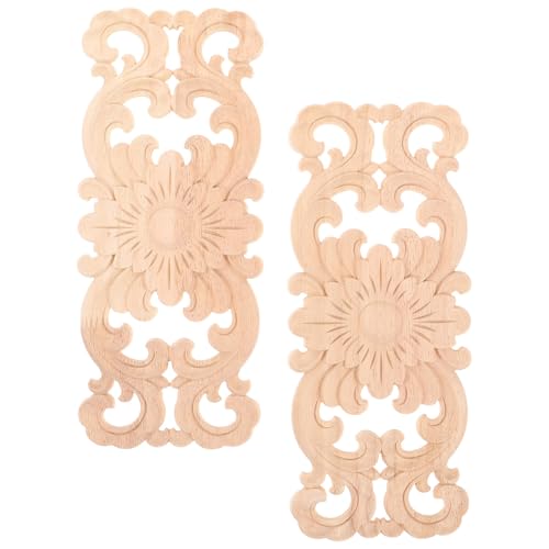 Garneck Appliques en Bois Sculpté Vintage 2 Pcs 28X12 CM