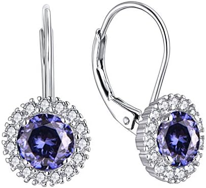 JO WISDOM Women Earrings,925 Sterling Silver Leverback Drop & Dangle Earrings with 3A Cubic Zirconia with White Gold Plated,Jewellery for Women