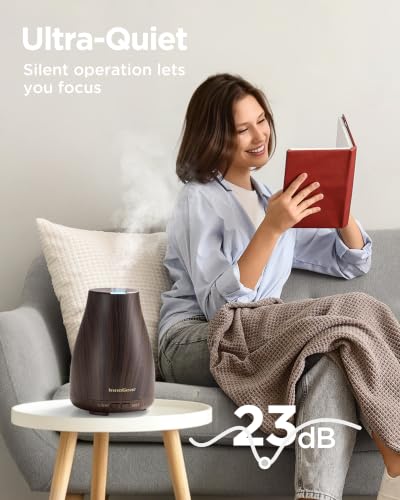 Image of InnoGear Essential Oil Diffuser, Ultrasonic Diffusers for Home Aromatherapy Humidifier for Bedroom Room 7 Colors LED 2 Mist Mode Auto Off, Brown