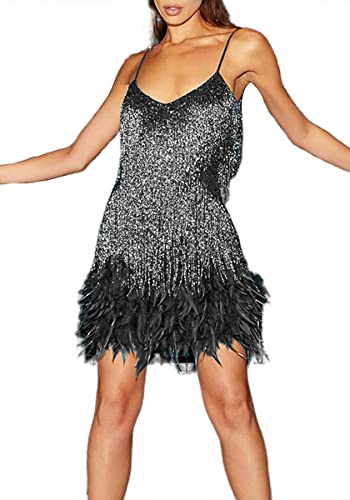 エムミーエメ Feather sequin mini onepiece RomyOneShoulderSequinFeatherMi