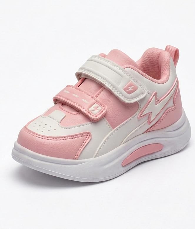 Image of HOOH Kids Athletic Sneakers with Double Hook and Loop Straps Lightweight Shoes with Aesthetic Design for Baby Boys and Girls for Age 12 Months to 9 Years