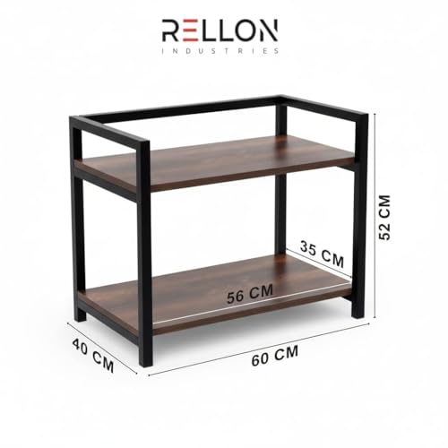 Image of Rellon Microwave Stand,Kitchen Rack Oven Rack 2-Tier Counter Shelf,Space Saving Organizer, Two Layers Counter Top Organizer for Printers on Desk, Microwave Shelf Stand