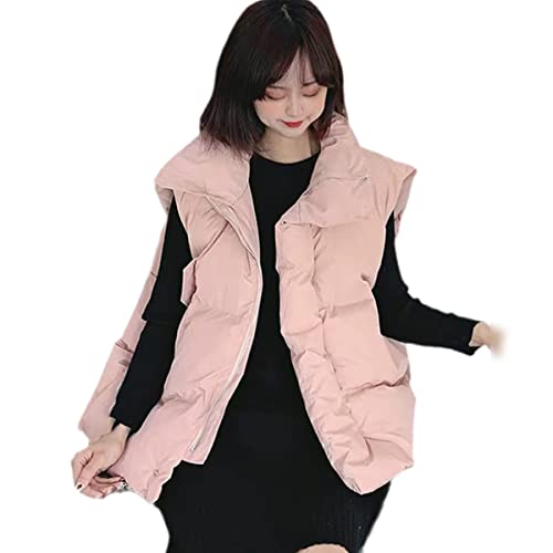 Chaleco coreano de invierno para mujer de color sólido rosa suelto