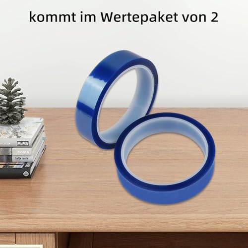 2 Rollen Wärmeband für Sublimation Hitzebeständiges Klebeband, Hohen Temperaturen Klebeband Polyimid Nickelband Hitzeschutzband Elektronik Isolierband für Elektronische Leiterplatten(Blau 20mm × 33m)