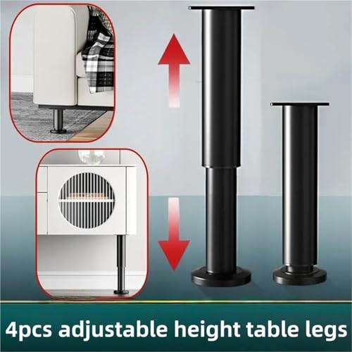 Patas de muebles de metal negras de 4 piezas con altura ajustable 2