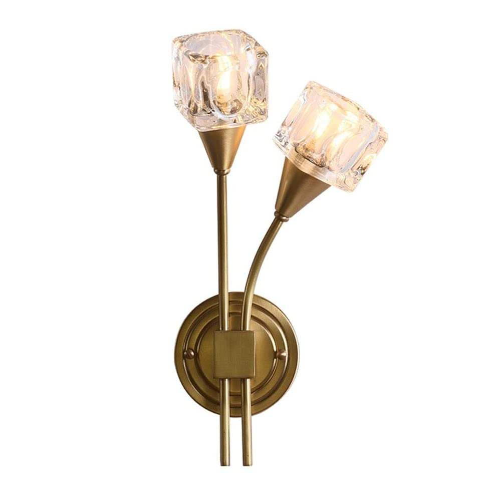 LWOMAN Luces de Lectura de Pared Dorada nórdica, lámpara de Pared de Cristal Moderna, lámpara de Pared Dorada for mesita de Noche, Dormitorio, hogar, Comedor