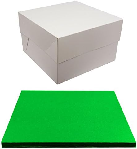 Square Coloured Drum Cake Board and White Transporting Box (Cerise, 10 Inch)