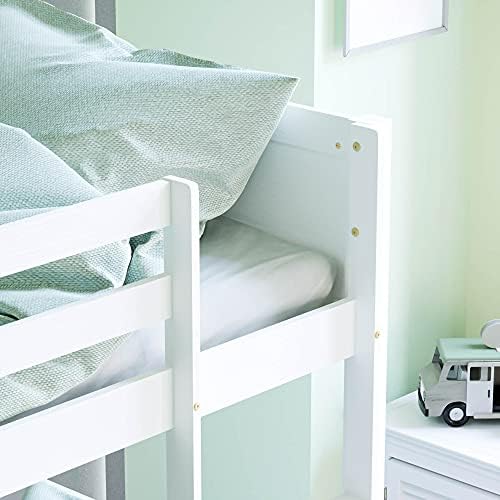 Junior Vida Gemini Bunk Bed Detachable Kids Children Single 3ft Bed Frame Pine Wood (White)