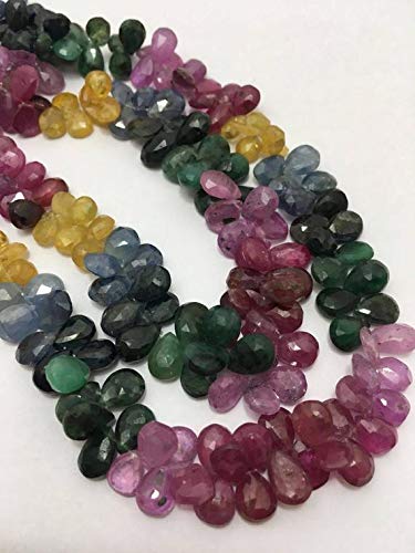 Perles émeraude rubis saphir facettées de 6-8 mm de qualité supérieure pour bijoux luxueux