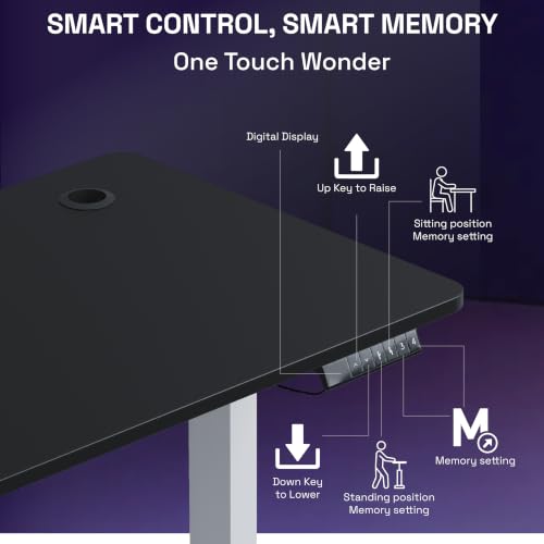 Image of Wakefit Study Table | 5 Yr Warranty | Standing Desk, Computer Table for Home Pc, Electric Hight Adjustable, Digital Display & 4 Memory Presets, Free Installation, Modern Ergonomic Wobble-Free - Notiq