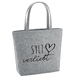 Huuraa Filzshopper Sylt verliebt 22 Liter Grey Melange Filztasche Geschenkidee
