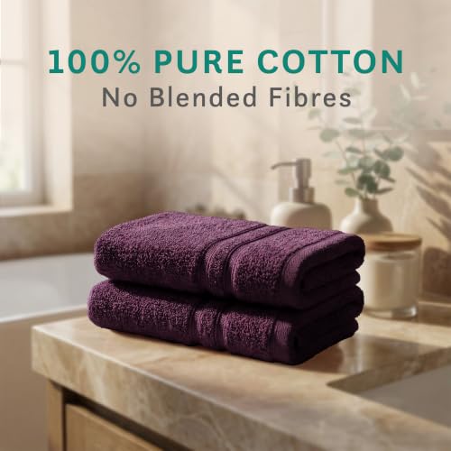 Image of MYTRIDENT Trident Hand Towels, 100% Cotton, Highly Absorbent, Super Soft, 2 Piece Hand Towel Set, 400 GSM, Hand Towel Set of 2, Gym - Spa -Towel, Comfort Living Towel-Black Currant
