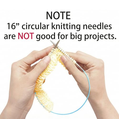 Image of cuteDIY Size 6 Circular Knitting Needles 16 Inch, US 6 / 4mm, Metal | Smooth Join and Flexible Cable Help Yarn Glide with Less Snagging for Hats, Sleeves and Small Projects
