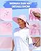 SENWAI Womens Sun Hat Outdoor UV Protection Wide Brim Fishing Hat with Ponytail Hole Neck Flap for Beach Hiking Camping, Pink