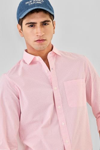 Image of SNITCH Men Formal Shirt | Slim Fit Full Sleeve Spread Collar Gingham Pattern | 100% Cotton & Breathable Fabric for Office & Smart Casual Wear