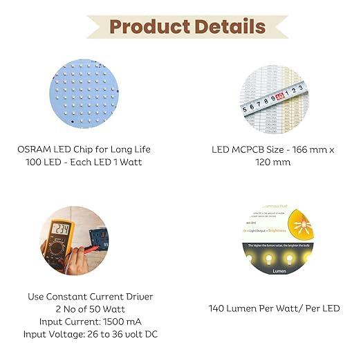 Image of 100W LED Flood Light PCB | Size 9 x 20 cm | for Repairing Street, Flood Light (Pack