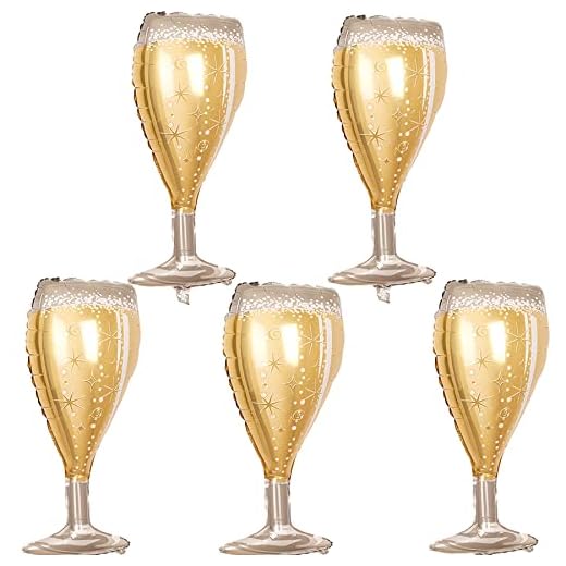 Feelairy Globos de plástico para botellas de champán, 5 unidades, globos gigantes para botellas de helio, botellas de vino, vino, cerveza, decoración para adultos, cumpleaños, bodas, fiestas
