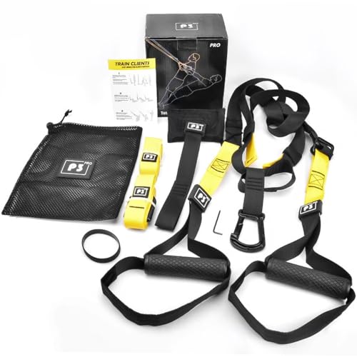 IRONWILL Sistema de Entrenamiento en Suspensión Profesional, Kit de Correas de Resistencia con Anclajes Patentados, Bolsa de Transporte de Malla, Negro y Amarillo