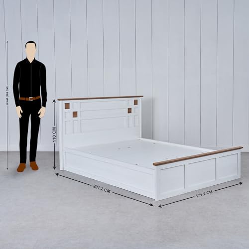 Image of Home Centre Santorini Pearl Queen Bed with Hydraulic Storage - White