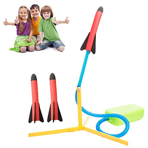 INTVN Raketenwerfer Spielzeug Set, Air Rocket Kunststoff Stomp Rocket mit 3 Raketen Outdoor Science Pädagogisches Spielzeug Multiplayer-Spiel Spielzeug