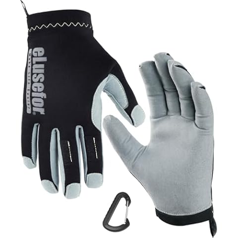 eLusefor Work Gloves, Mens Safety Work Gloves, Light Duty Work Glove, Easy Fit, Kevlar Stitched with Carabiner Clip Cover