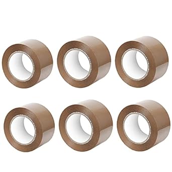 JB Plastics Multi-Purpose 2 Inch, 100 Meter Super Strong Brown Adhesive Packing Tape Rolls for Home, Office, and Industrial use (2 Inch X 100 Meter, Pack of 6 Tape Rolls)