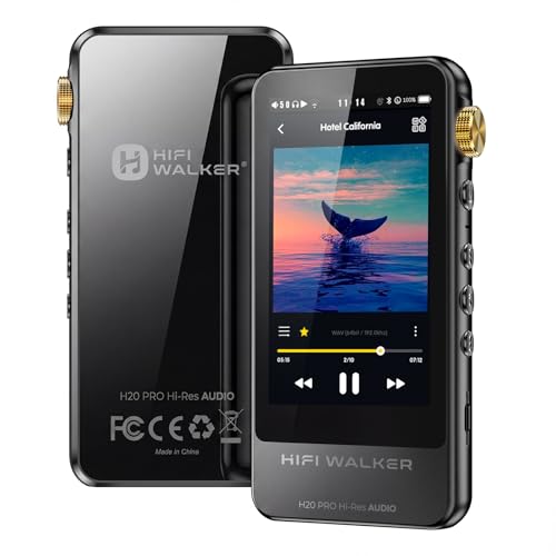 HIFI WALKER H20 Pro Hi-Res Music Player with Bluetooth, Digital Audio Player with 3.2" Touchscreen, Dual DAC, 3.5mm & 4.4mm Balanced Output, USB DAC, 64GB Micro SD Card Included