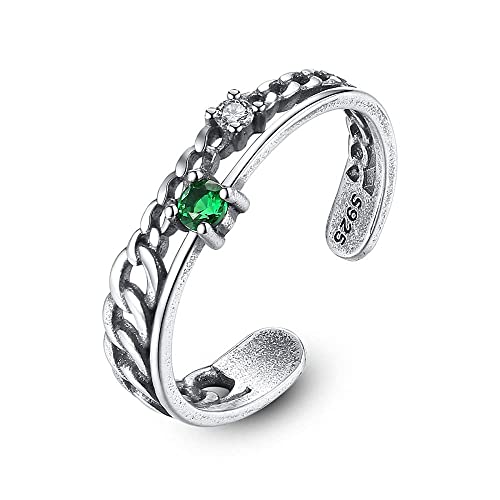 Bague ouverte femme homme anneau tressé ajustable zircon superposition