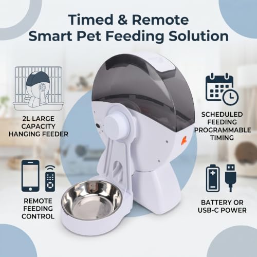 Alimentador de jaula para mascotas programable con control WiFi y capacidad de 2L 5